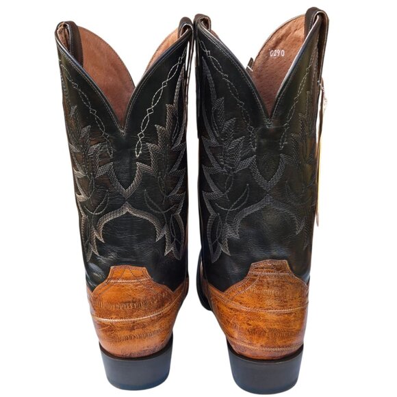 Dan Post Cowboy Boots Mens Exotic Eel Leather Brown Two Tone 8.5 D Never Worn - Picture 8 of 16